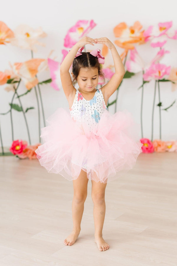 dots-daisies-tank-tutu-leotard Mila & Rose at Sophia's Style-Dots & Daisies Tank Tutu Leotard-6-12M-Tutu Leotard Tank-1